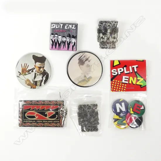 Seven assorted Split Enz badges