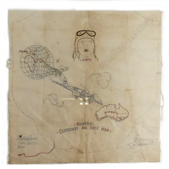 A partially embroidered linen apron