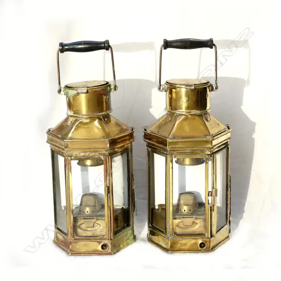 Two brass ship's lanterns
