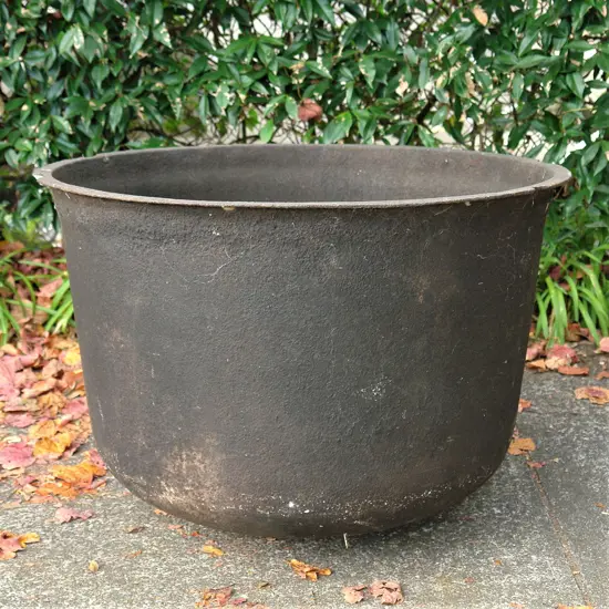 A rare large old cast iron whale pot