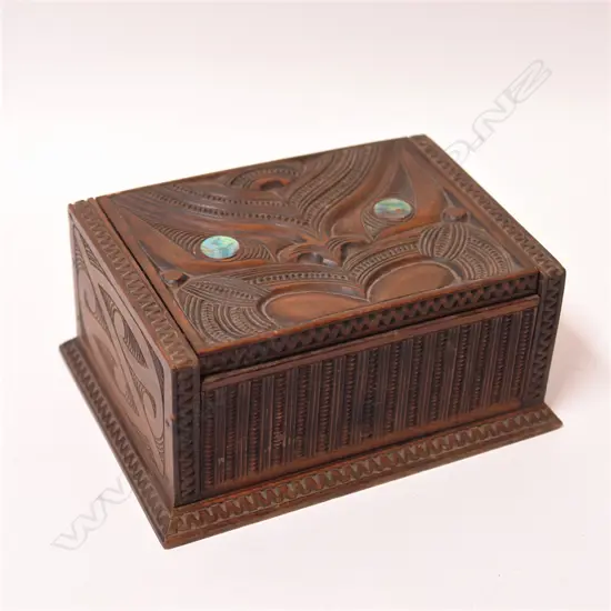 A mid-20thC Rangi Stevens Maori finely carved box