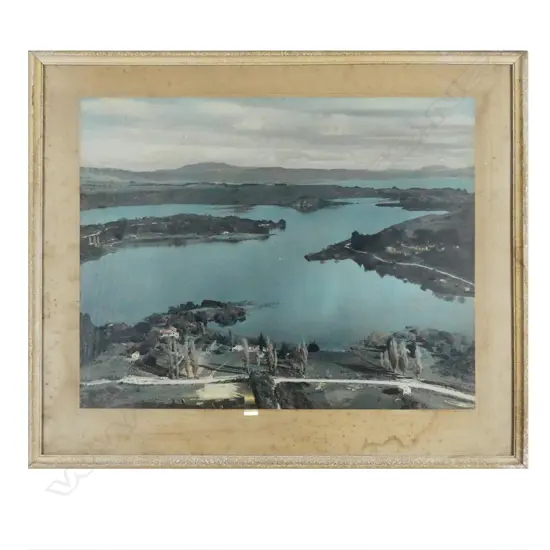 Whites Aviation hand coloured photograph of 'Lake Rotoiti'