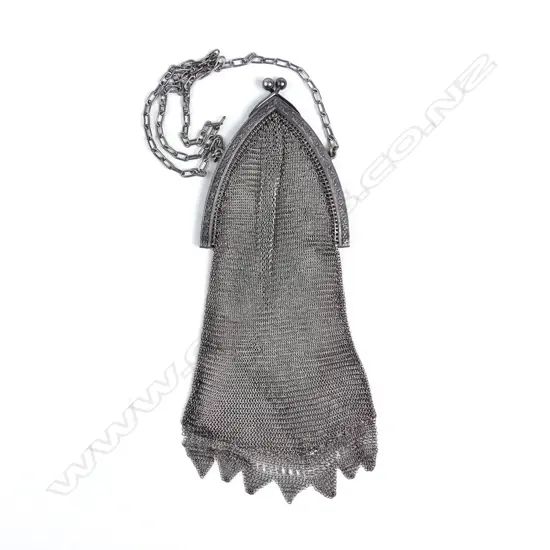 A late 19thC silver chainmail lady's purse