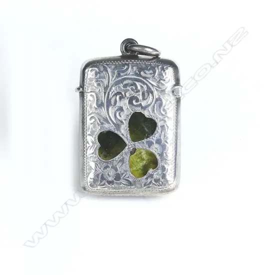 An Edwardian silver shamrock decorated vesta