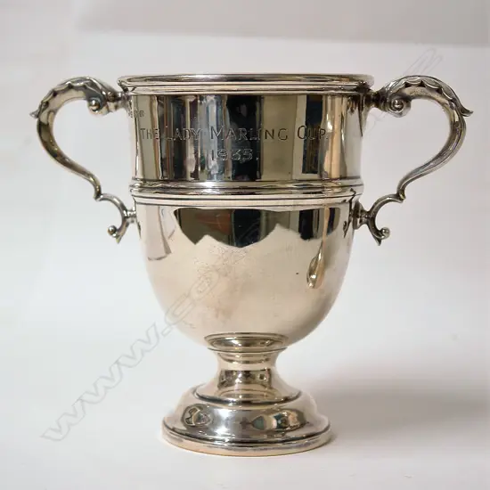 A 1930s classical silver two-handled trophy cup