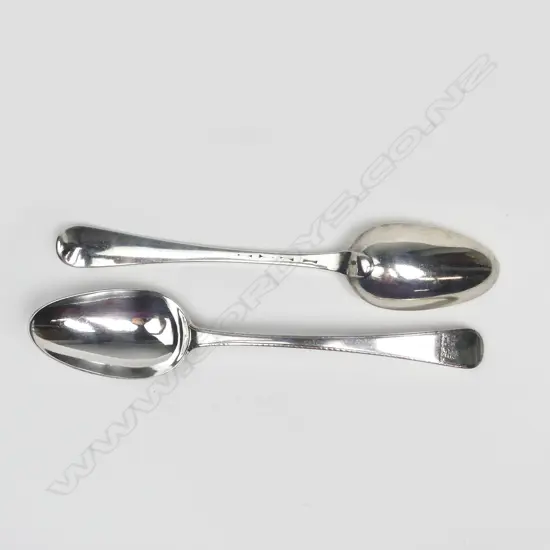 A pair of George III bottom marked silver tablespoons
