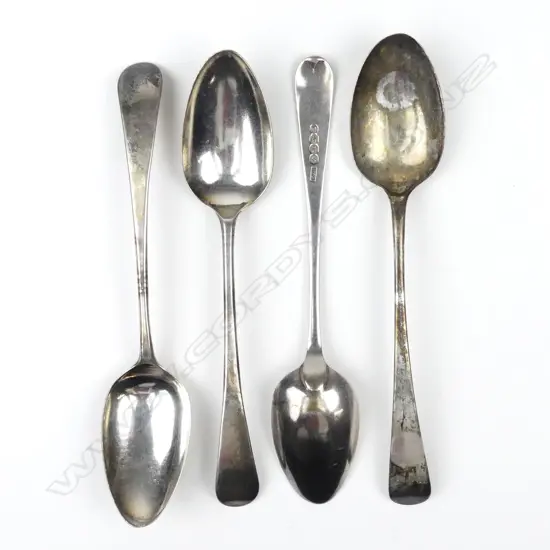 Three late Georgian silver dessert spoons