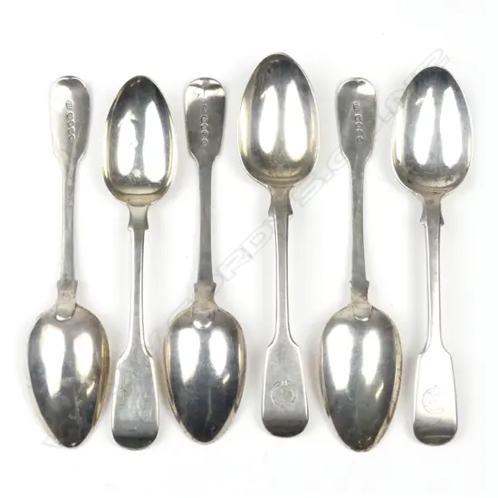 Six silver dessert spoons