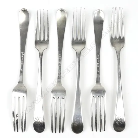 Six George III Irish forks