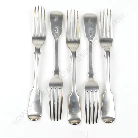 Five Victorian silver forks