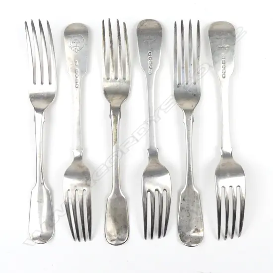 Six Georgian and Victorian silver forks