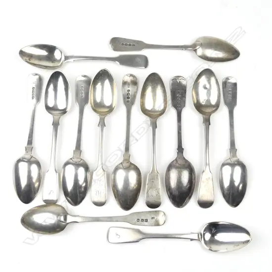 Thirteen Georgian and Victorian silver teaspoons
