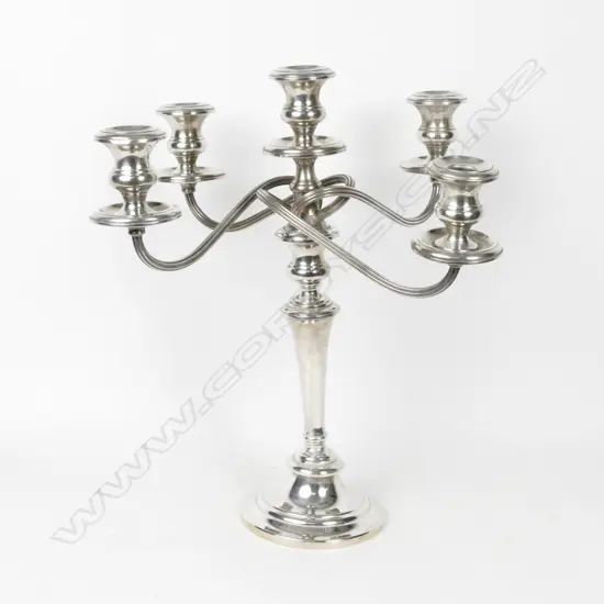 An American Gorham silver five light candelabra