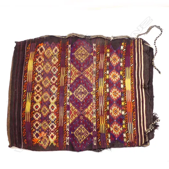 A very large antique slit-weft kilim face bedding bag