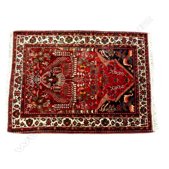 A small Hamadan hand knotted prayer rug