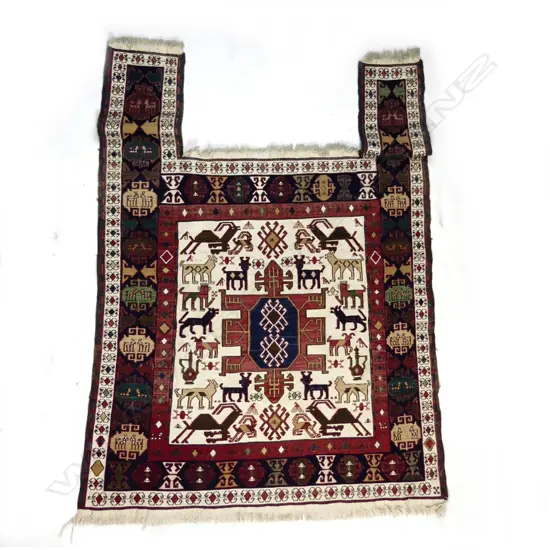 A Shirvan extra-weft woven saddle blanket