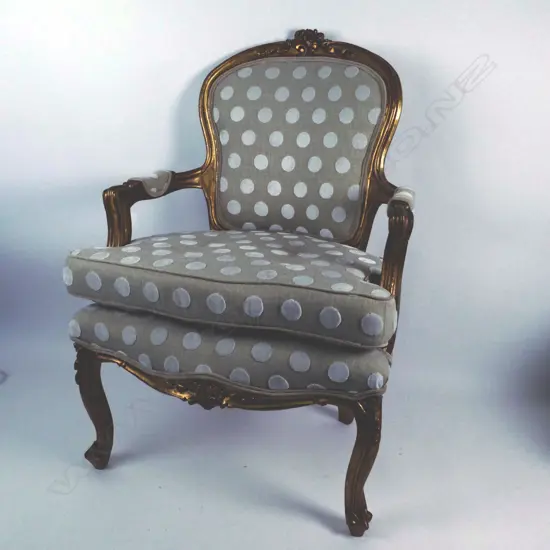 Pair of French giltwood framed fauteuils