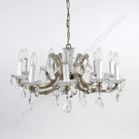 A cut crystal chandelier