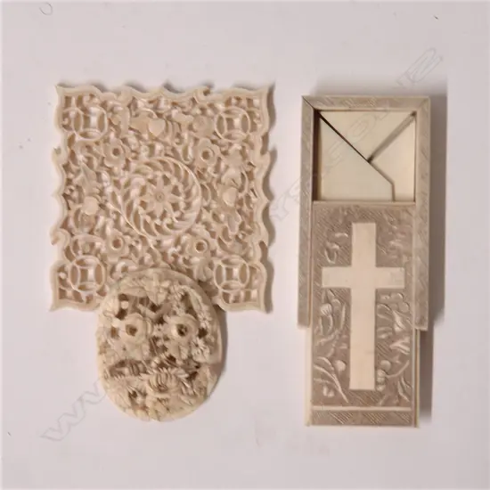 Three 19thC finely carved ivory pieces