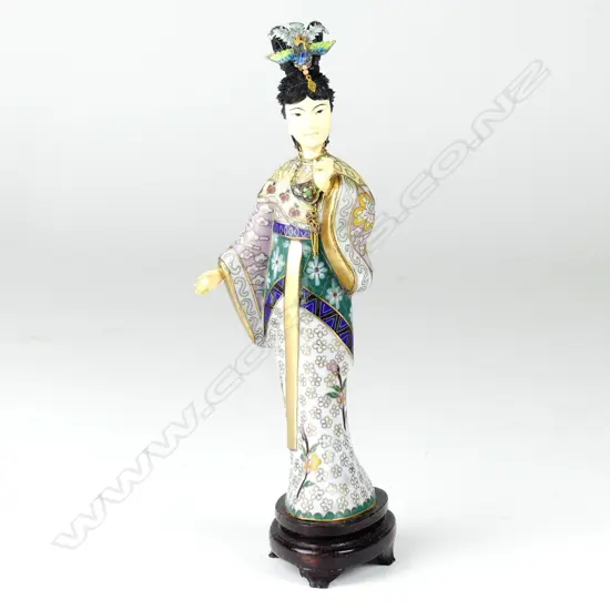A Chinese cloisonné figure of a woman