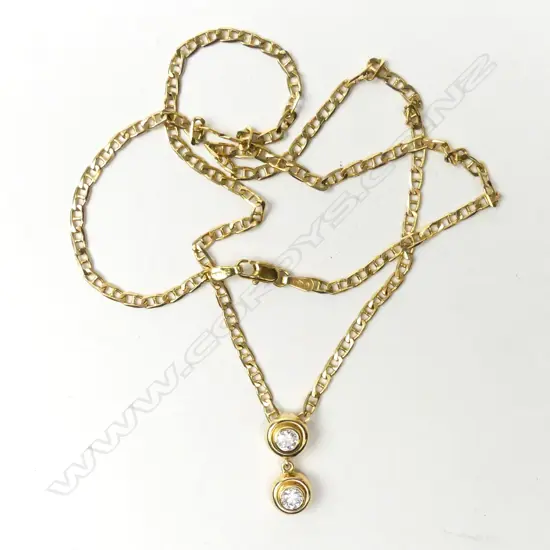 Ab 18ct gold diamond pendant and chain