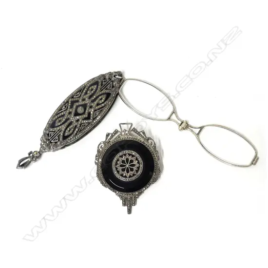 Two lady's Art Deco marcasite jewelled items