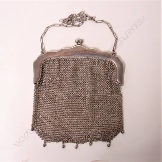 A c.1900 European lady's silver mesh purse