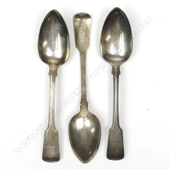 Three George III silver tablespoons