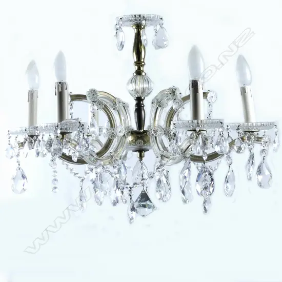 A six-branch crystal chandelier
