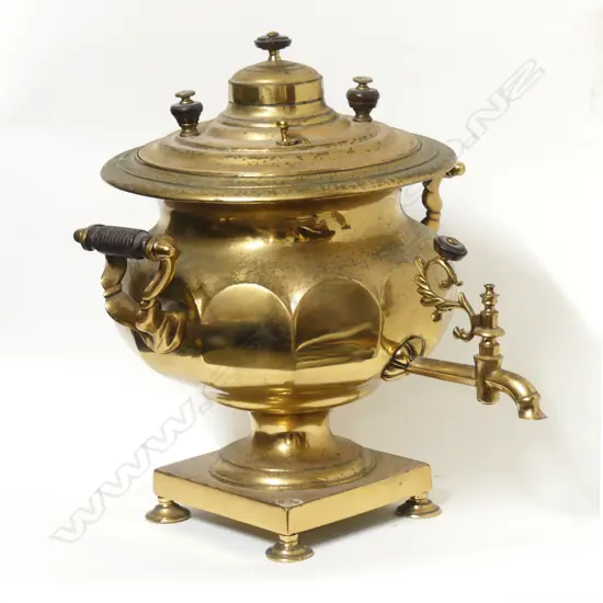 A Victorian brass samovar