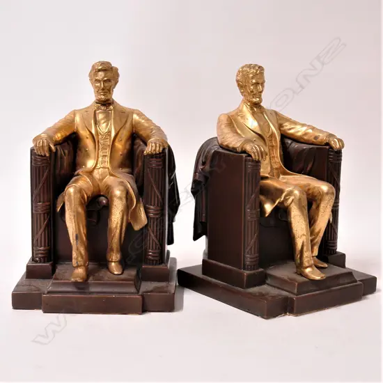 Pair of Abraham Lincoln bronzed metal bookends