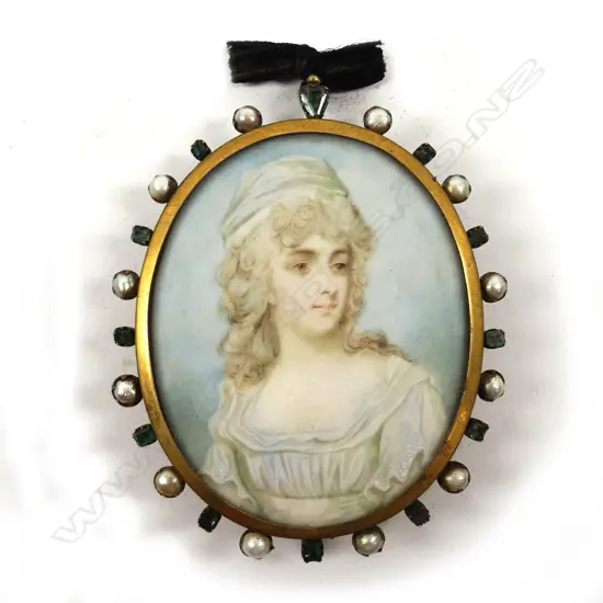 A hand painted miniature on ivory