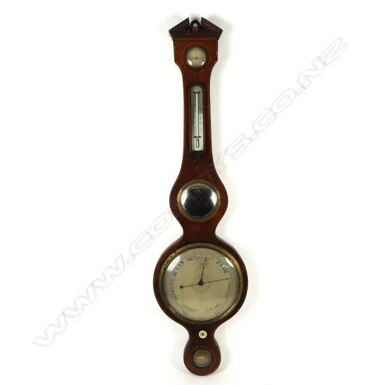An early Victorian mahogany banjo barometer of impressive size