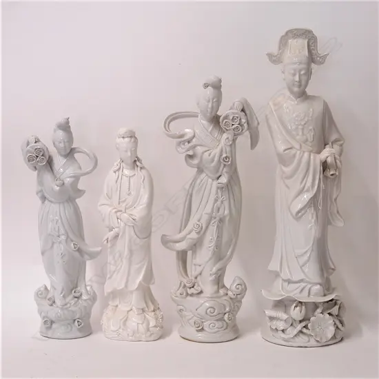 Four Chinese blanc-de-chine figures
