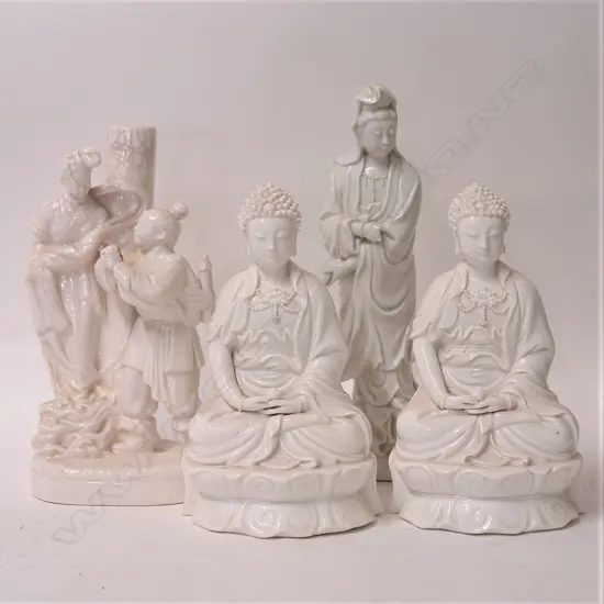 Four Chinese blanc-de-chine figures