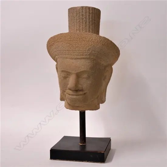 A Cambodian sandstone carved head
