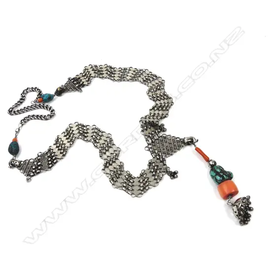 A vintage Arabic silver chain mail necklace