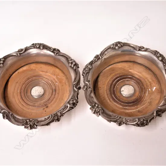 A pair of 19thC Old Sheffield Plate wine coasters
