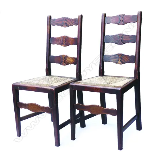 Four oak country rush seated chairs