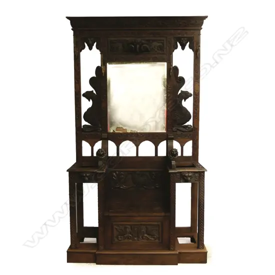 An 19thC Black Forest oak hall stand