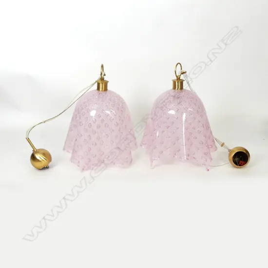 A pair of c.1970 Venetian handkerchief glass hanging ceiling light shades