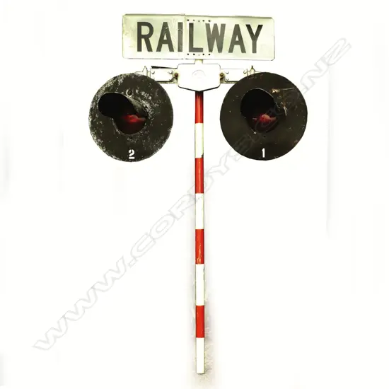 A vintage NZR railway crossing light set