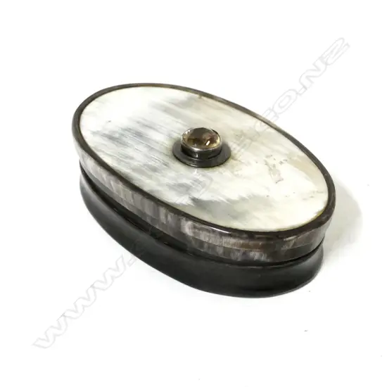 A Victorian oval horn snuff box