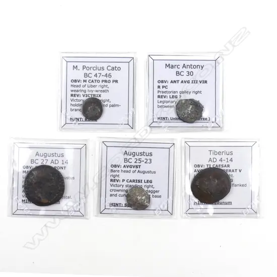 Five early period Roman coins