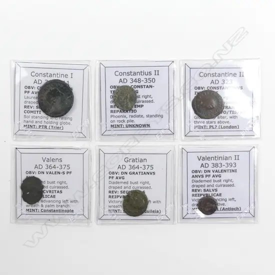 Six late Roman period bronze coins