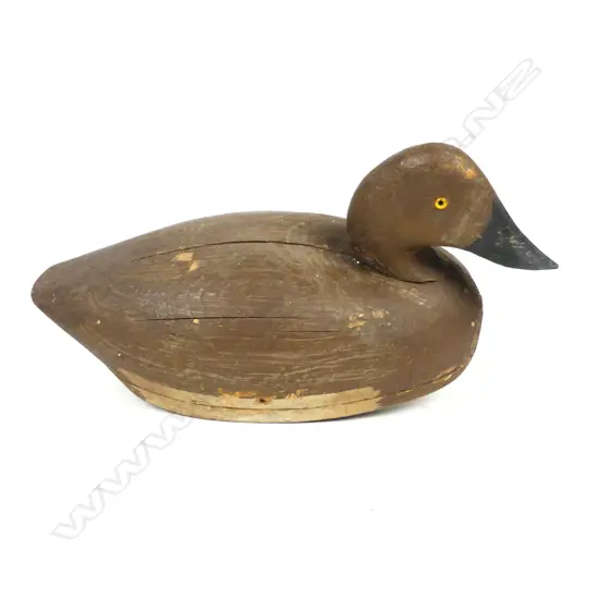 A large 14" x 7" wide body wooden duck decoy
