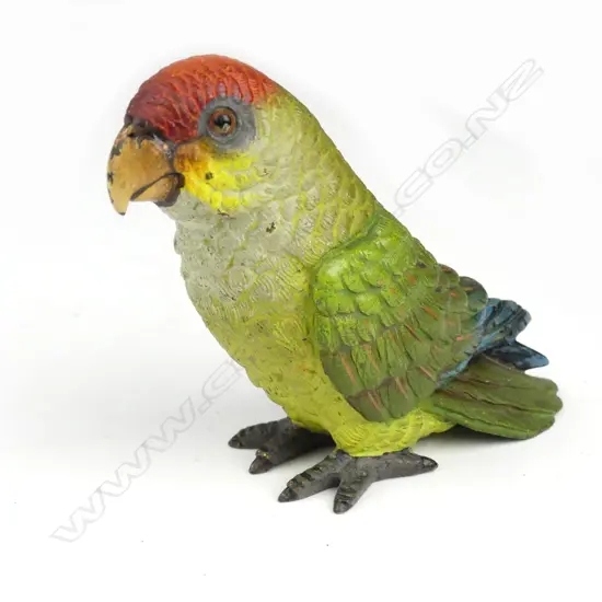 A cold painted Vienna bronze parrot