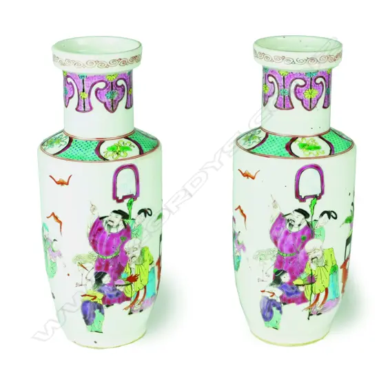 A pair of Chinese famille rose vases