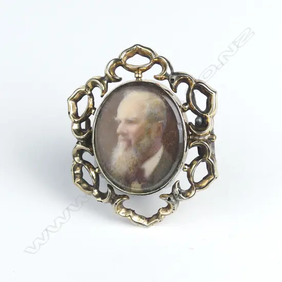 A Victorian hand-painted portrait miniature brooch