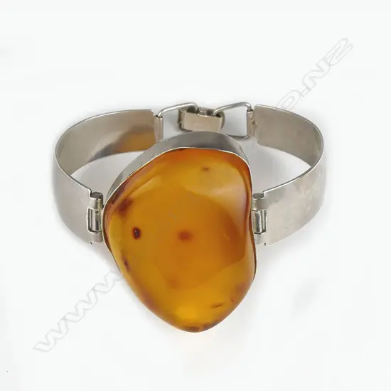 An amber and silver bracelet